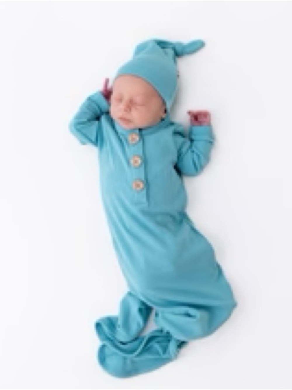 Kyte BABY Teal Blue Infant Knotted Sleep Sack with Hat- NEW without tags